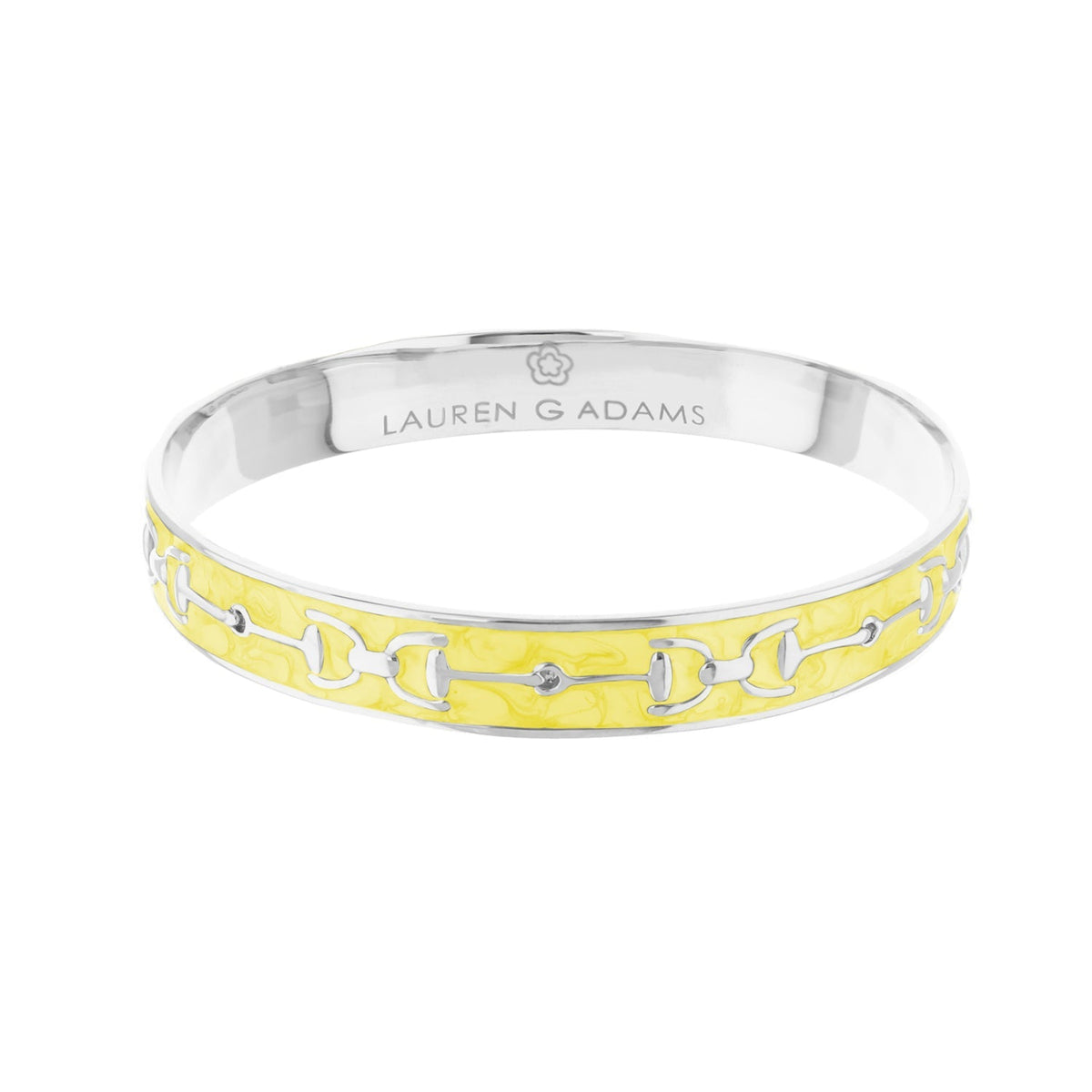 Equestrian Stirrup Bangle Champagne yellow enamel chain on silver band Lauren G Adams on Tampa Home & Garden Store