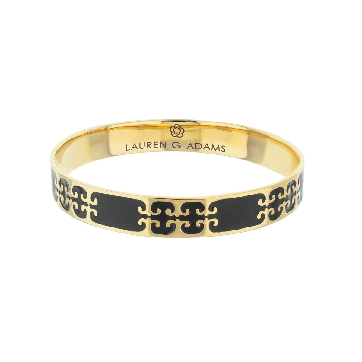 Gothic Love Slip-On Bangle bracelet in gold-tone with black enamel scrollwork by Lauren G Adams on Tampa Home & Garden Store