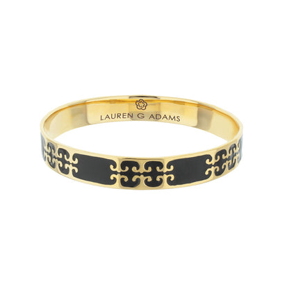 Gothic Love Slip-On Bangle bracelet in gold-tone with black enamel scrollwork by Lauren G Adams on Tampa Home & Garden Store