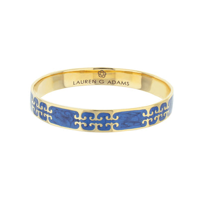 Gothic Love Slip-On bracelet by Lauren G Adams, blue enamel pattern on gold-tone band on Tampa Home & Garden Store