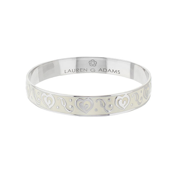 Hidden Hearts Slip-On Bangle bracelet in silver-tone with engraved heart motif by Lauren G Adams on Tampa Home & Garden Store