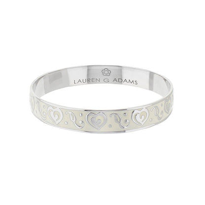 Hidden Hearts Slip-On Bangle bracelet in silver-tone with engraved heart motif by Lauren G Adams on Tampa Home & Garden Store