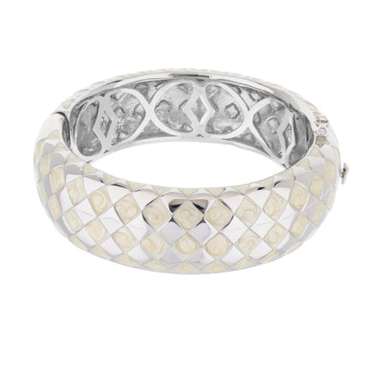 Checker Chic Bangle Wide Open Lattice bracelet by Lauren G Adams with cream mosaic squares on Tampa Home & Garden Store