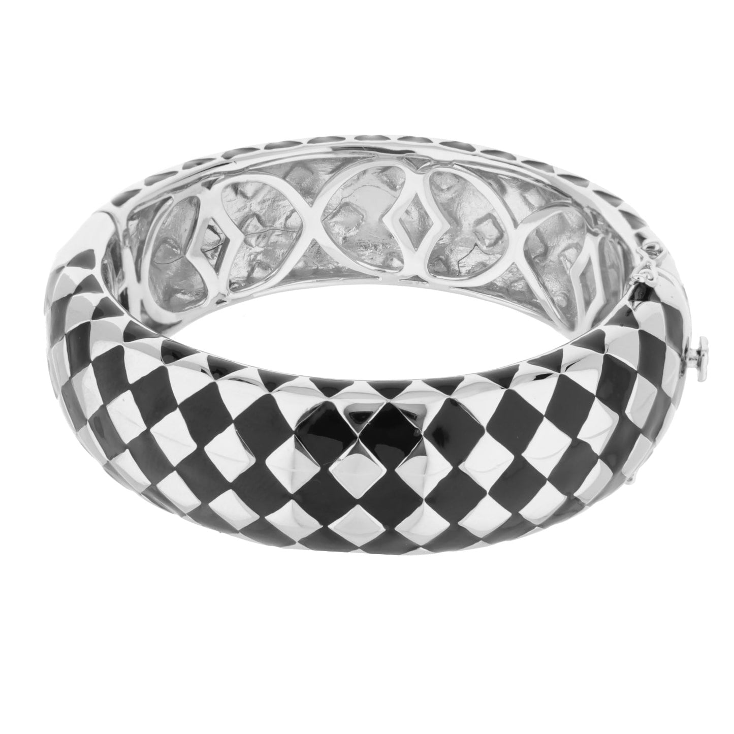 Checker Chic Bangle Wide Open Lattice silver-tone bracelet by Lauren G Adams, checkered exterior on Tampa Home & Garden Store