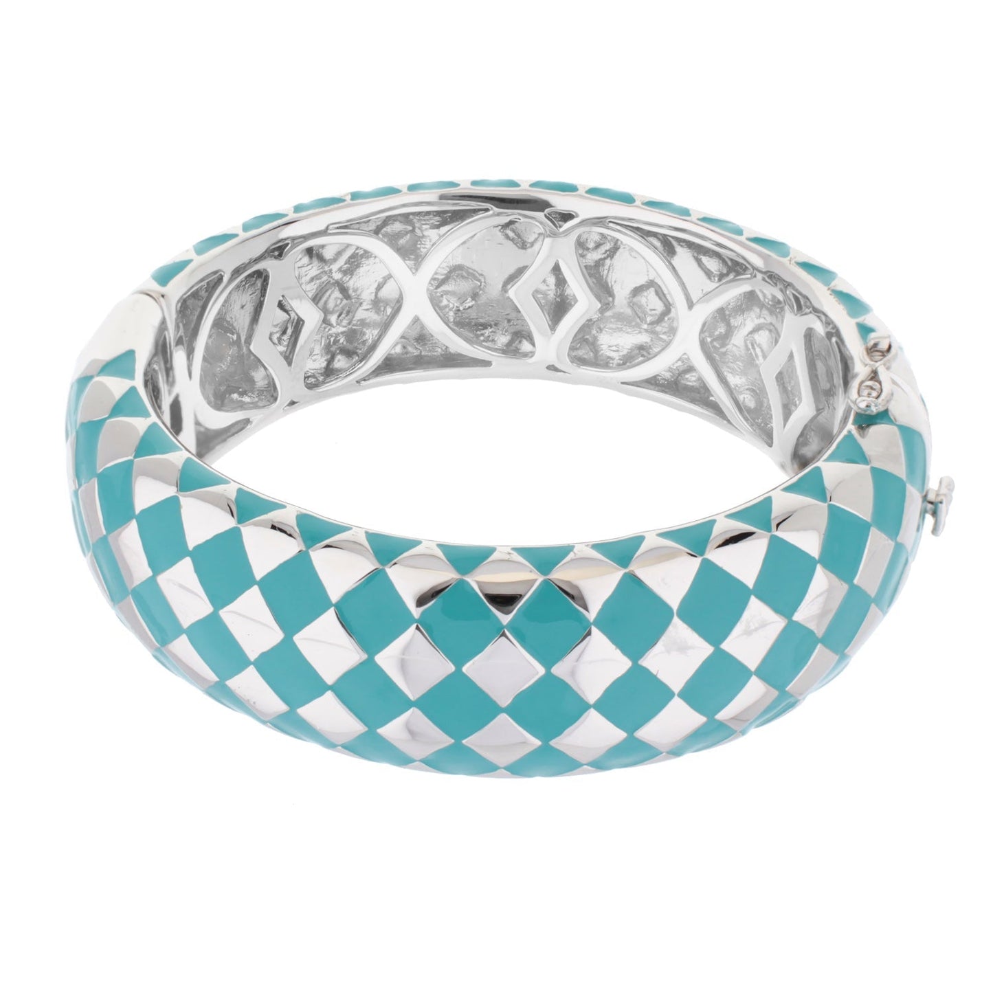Checker Chic Bangle Wide Open Lattice turquoise enamel silver lattice by Lauren G Adams on Tampa Home & Garden Store
