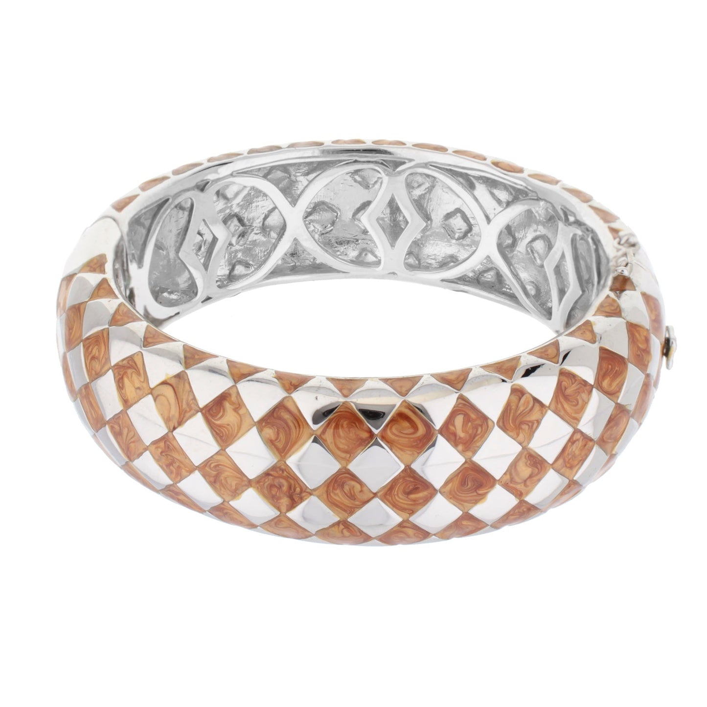 Checker Chic Bangle Wide Open Lattice bracelet in copper and silver tones Lauren G Adams on Tampa Home & Garden Store