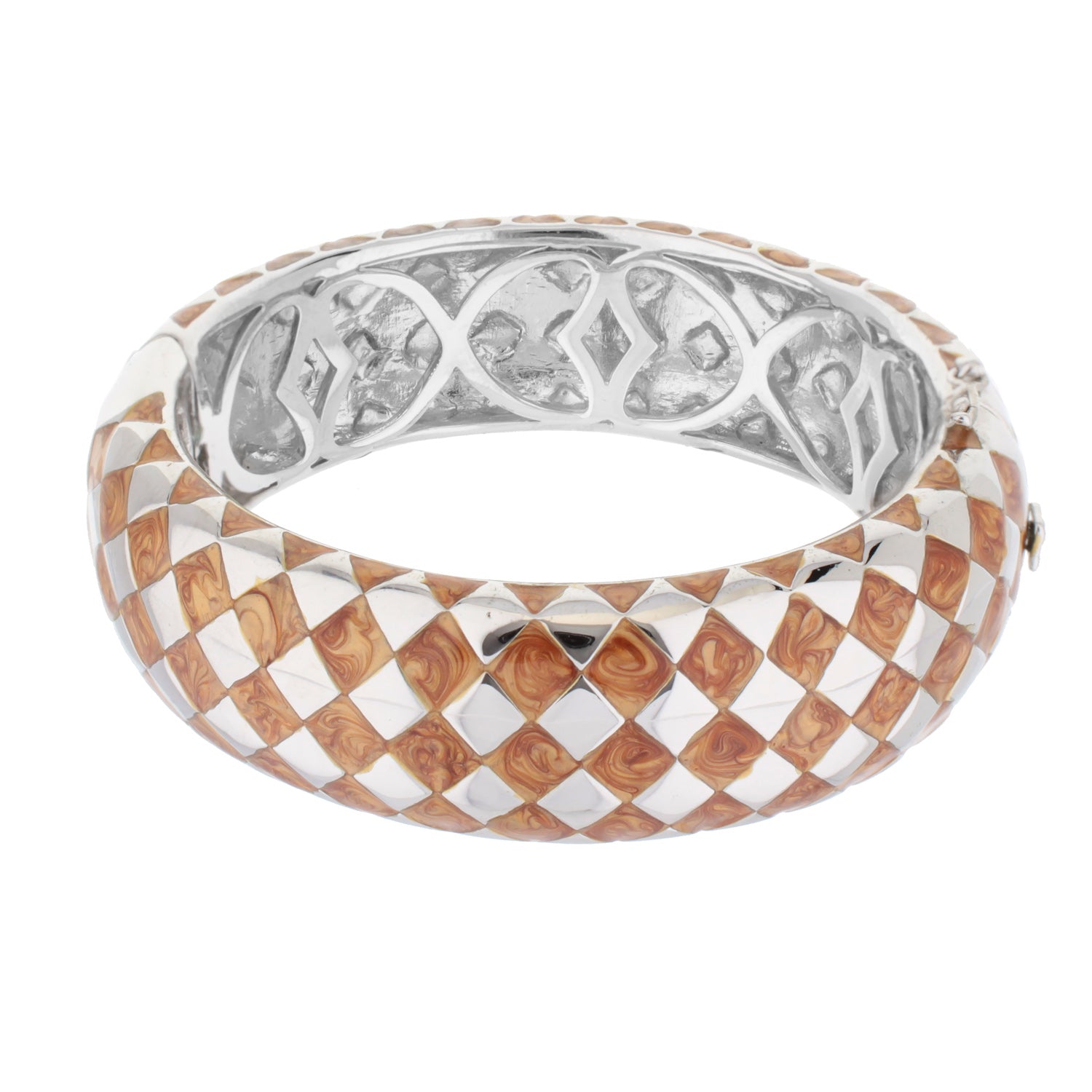 Checker Chic Bangle Wide Open Lattice bracelet in copper and silver tones Lauren G Adams on Tampa Home & Garden Store
