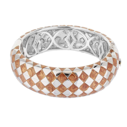 Checker Chic Bangle Wide Open Lattice bracelet in copper and silver tones Lauren G Adams on Tampa Home & Garden Store