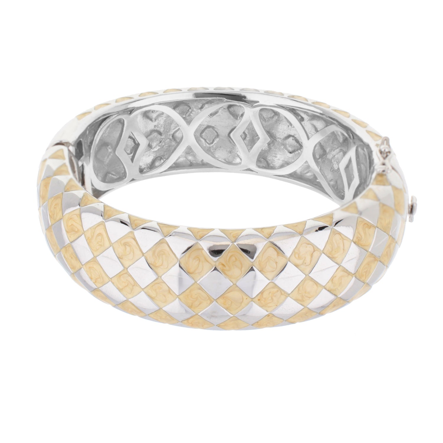 Checker Chic Bangle Wide Open Lattice bi-tone gold and silver checker bracelet by Lauren G Adams on Tampa Home & Garden Store
