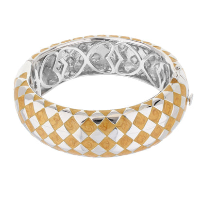 Checker Chic Bangle Wide Open Lattice two-tone gold and silver checkerboard pattern on Tampa Home & Garden Store
