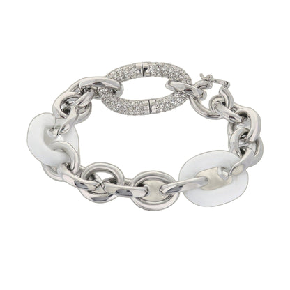 Lauren G Adams Players Club Collection bracelet; silver-tone links with crystal ring detail on Tampa Home & Garden Store