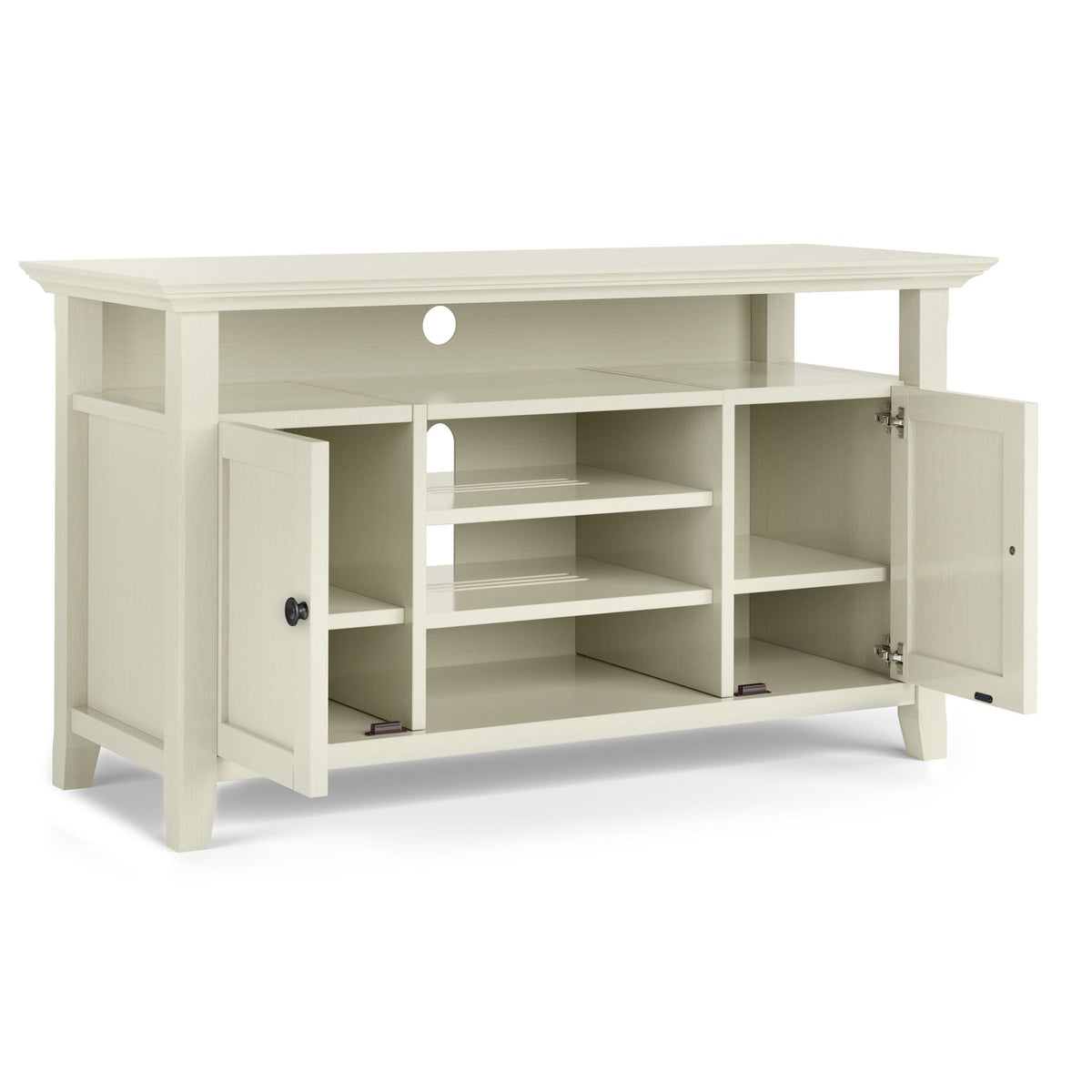 Solid Wood TV Stand with Adjustable Shelves in light cream finish by HouseOfZazla on Tampa Home & Garden Store