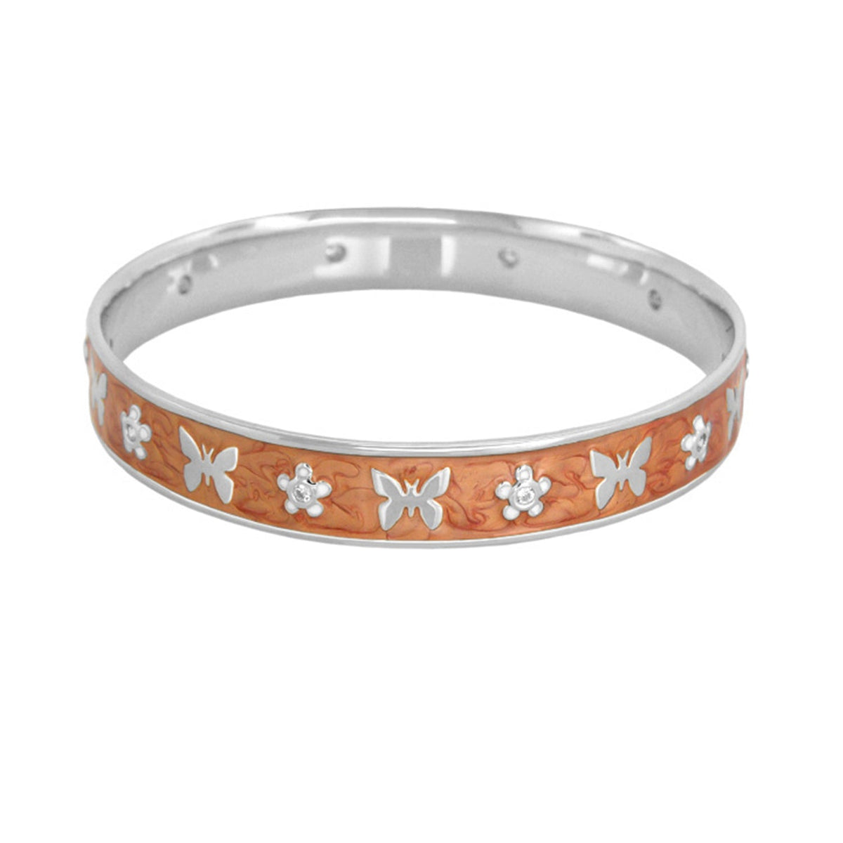 Butterfly World Bangle orange enamel band with silver butterfly motifs Lauren G Adams on Tampa Home & Garden Store