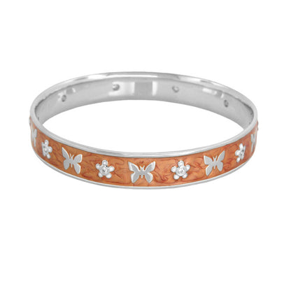 Butterfly World Bangle orange enamel band with silver butterfly motifs Lauren G Adams on Tampa Home & Garden Store