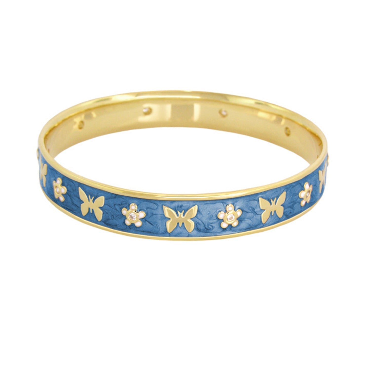 Butterfly World Bangle blue enamel panel with butterfly motifs Lauren G Adams on Tampa Home & Garden Store