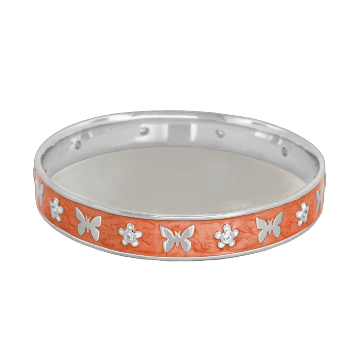 Butterfly World Bangle orange bracelet with white floral accents by Lauren G Adams on Tampa Home & Garden Store