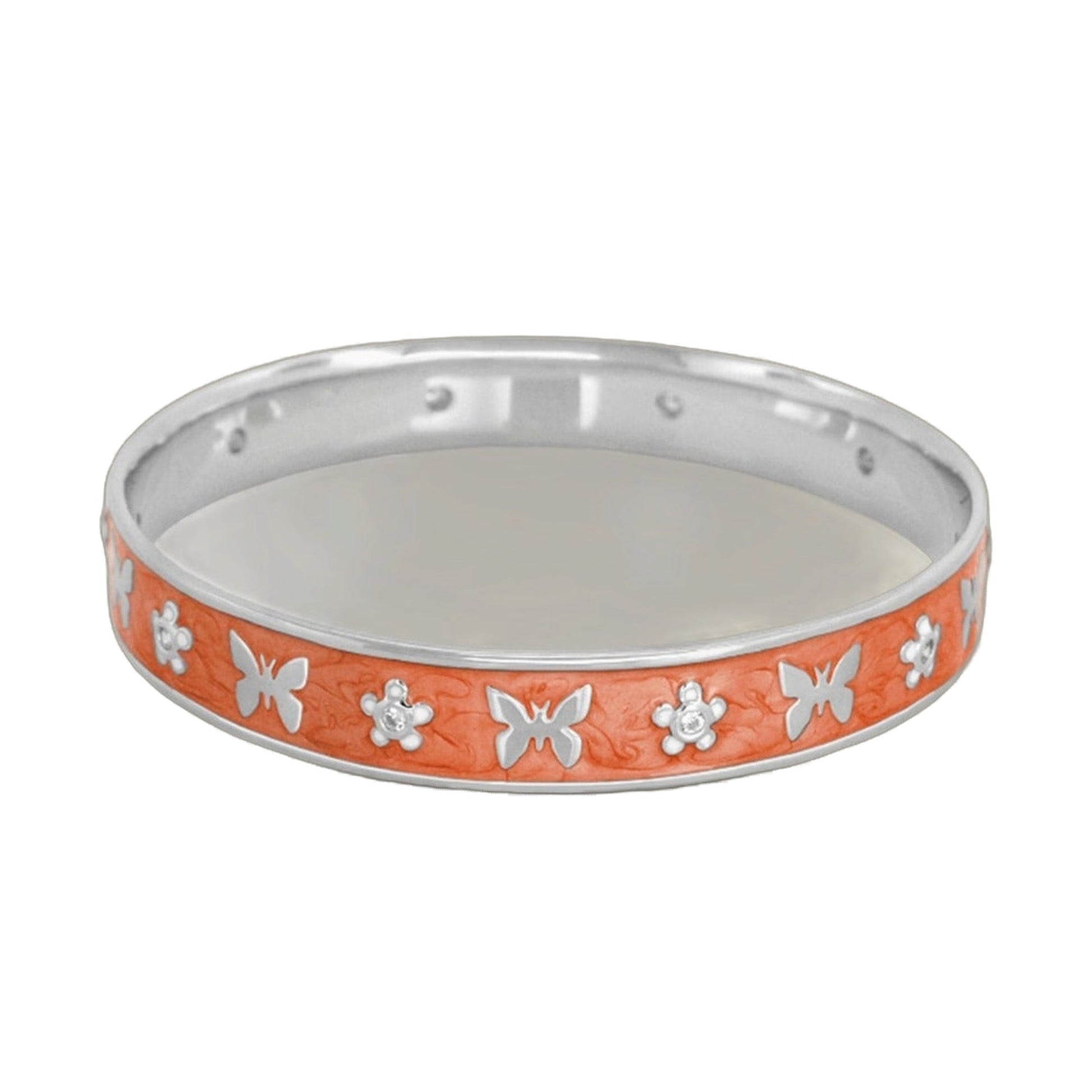 Butterfly World Bangle orange bracelet with white floral accents by Lauren G Adams on Tampa Home & Garden Store