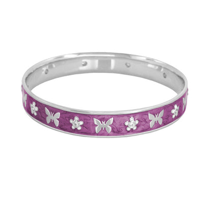Butterfly World Bangle bracelet in purple with silver butterflies by Lauren G Adams on Tampa Home & Garden Store