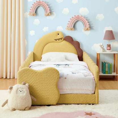 Cute Dinosaur Bed with Guardrail Toddler Frame