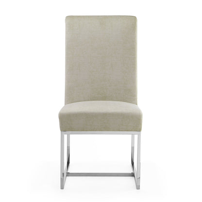 Element Dining Chair beige velvet with chrome legs HouseOfZazla on Tampa Home & Garden Store