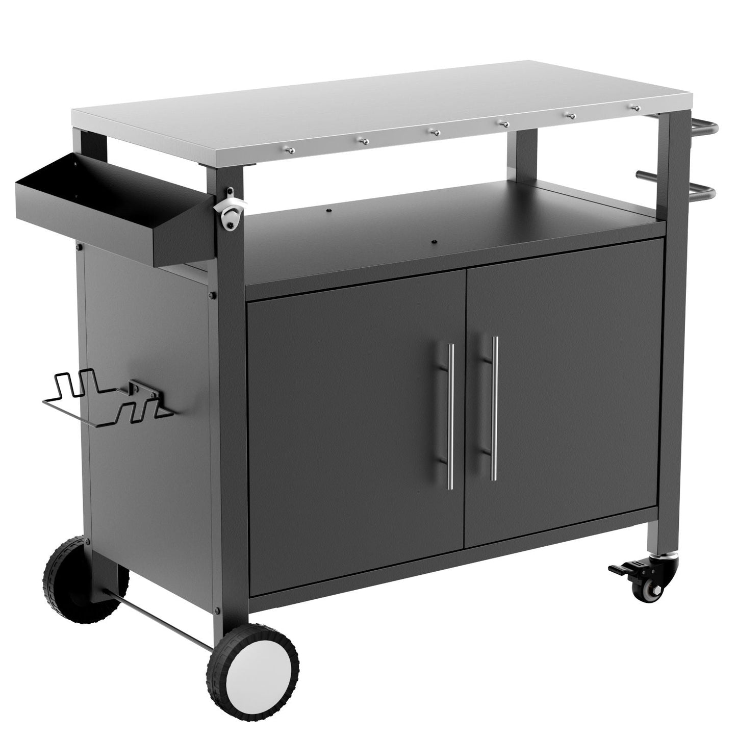 Outdoor Grill Cart With Storage Rack and Shelf
