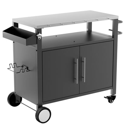 Outdoor Grill Cart With Storage Rack and Shelf