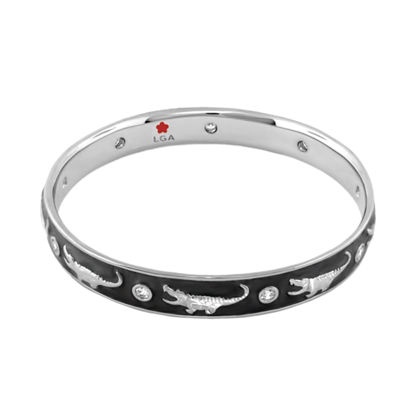 Animal Paradise Bangle Slim Crocodile bracelet by Lauren G Adams in silver on Tampa Home & Garden Store