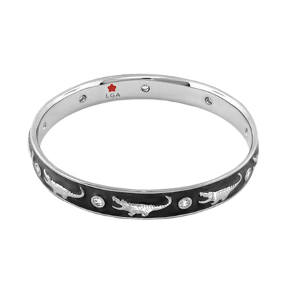 Animal Paradise Bangle Slim Crocodile bracelet by Lauren G Adams in silver on Tampa Home & Garden Store