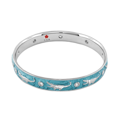 Animal Paradise Bangle Slim Crocodile turquoise enamel bracelet by Lauren G Adams on Tampa Home & Garden Store