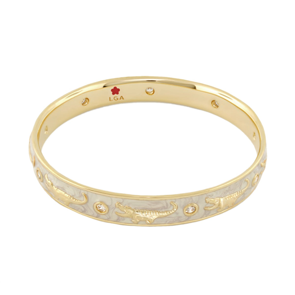Animal Paradise Bangle Slim Crocodile goldtone bracelet with motif crystals by LGA on Tampa Home & Garden Store