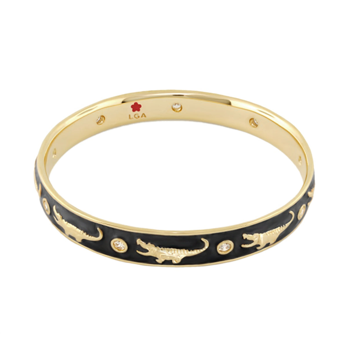 Animal Paradise Bangle Crocodile bracelet with black enamel crocodile motif and crystals on Tampa Home & Garden Store