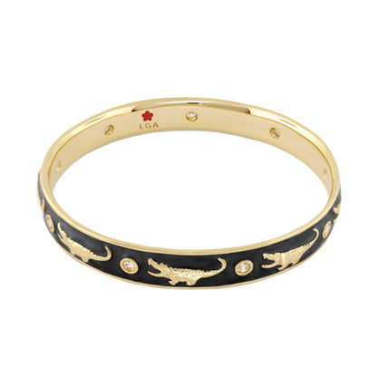 Animal Paradise Bangle Crocodile bracelet with black enamel crocodile motif and crystals on Tampa Home & Garden Store