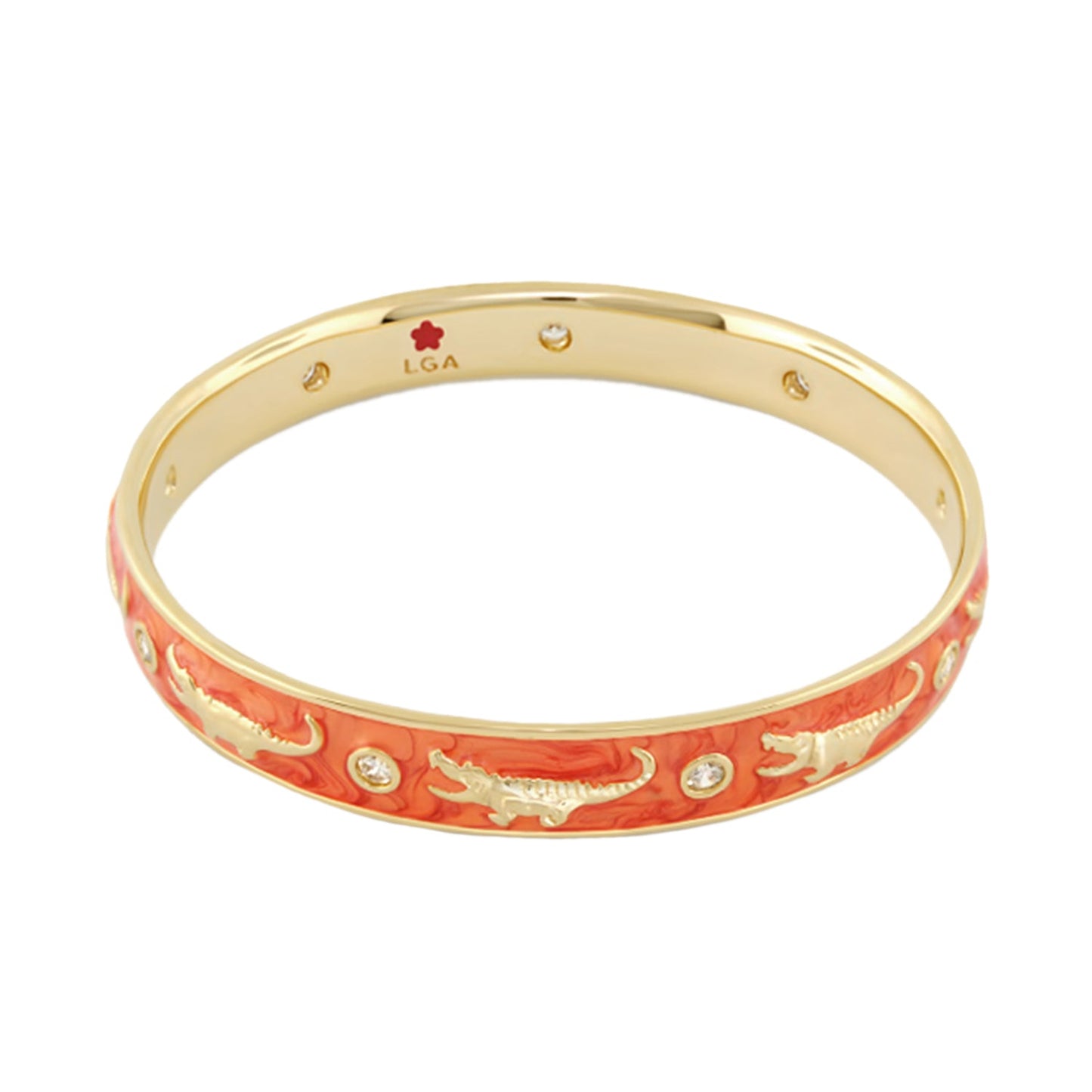 Animal Paradise Bangle Slim Crocodile bracelet gold orange enamel croc motifs Lauren G Adams on Tampa Home & Garden Store