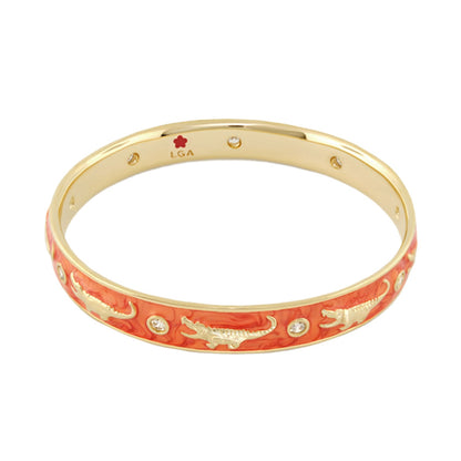 Animal Paradise Bangle Slim Crocodile bracelet gold orange enamel croc motifs Lauren G Adams on Tampa Home & Garden Store