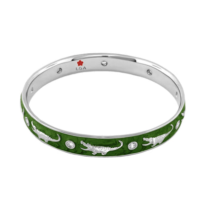 Animal Paradise Bangle Crocodile bracelet in green enamel with crystals by Lauren G Adams on Tampa Home & Garden Store