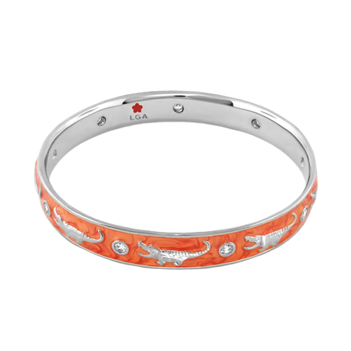Animal Paradise Bangle Slim Crocodile orange enamel bracelet with crocodile motifs LGA on Tampa Home & Garden Store