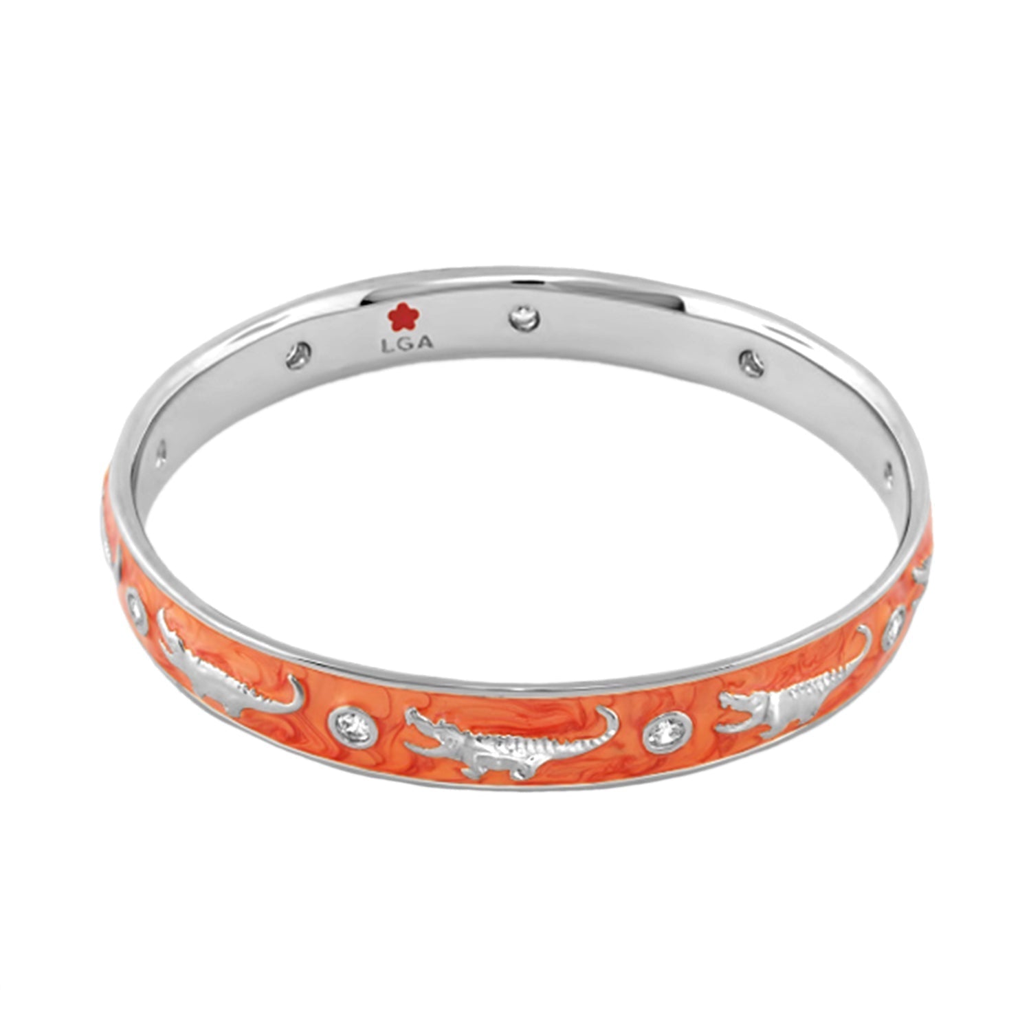 Animal Paradise Bangle Slim Crocodile orange enamel bracelet with crocodile motifs LGA on Tampa Home & Garden Store