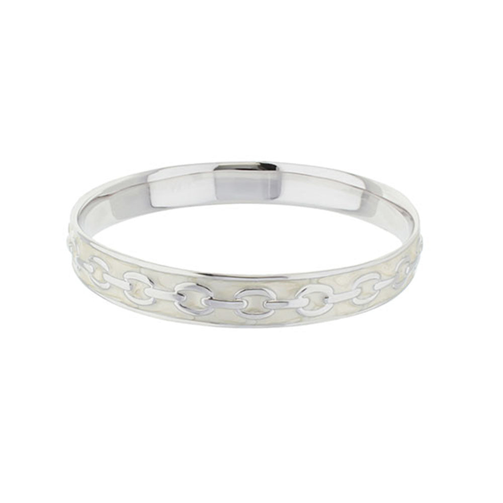 Bracelet Laguna Links Bangle with cable chain inlay, silver tone, Lauren G Adams on Tampa Home & Garden Store