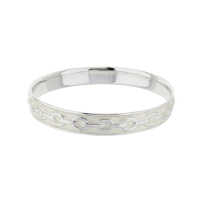 Bracelet Laguna Links Bangle with cable chain inlay, silver tone, Lauren G Adams on Tampa Home & Garden Store