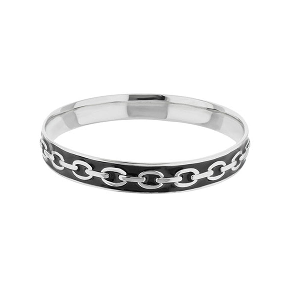 Laguna Links Bangle Cable Chain Inlay bracelet Lauren G Adams silver black enamel chain on Tampa Home & Garden Store