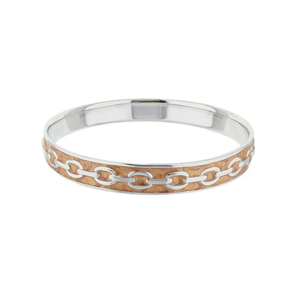Laguna Links Bangle bracelet with copper inlay and silver cable chain by Lauren G Adams on Tampa Home & Garden Store