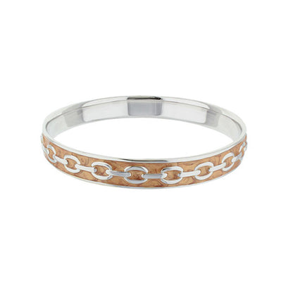 Laguna Links Bangle bracelet with copper inlay and silver cable chain by Lauren G Adams on Tampa Home & Garden Store