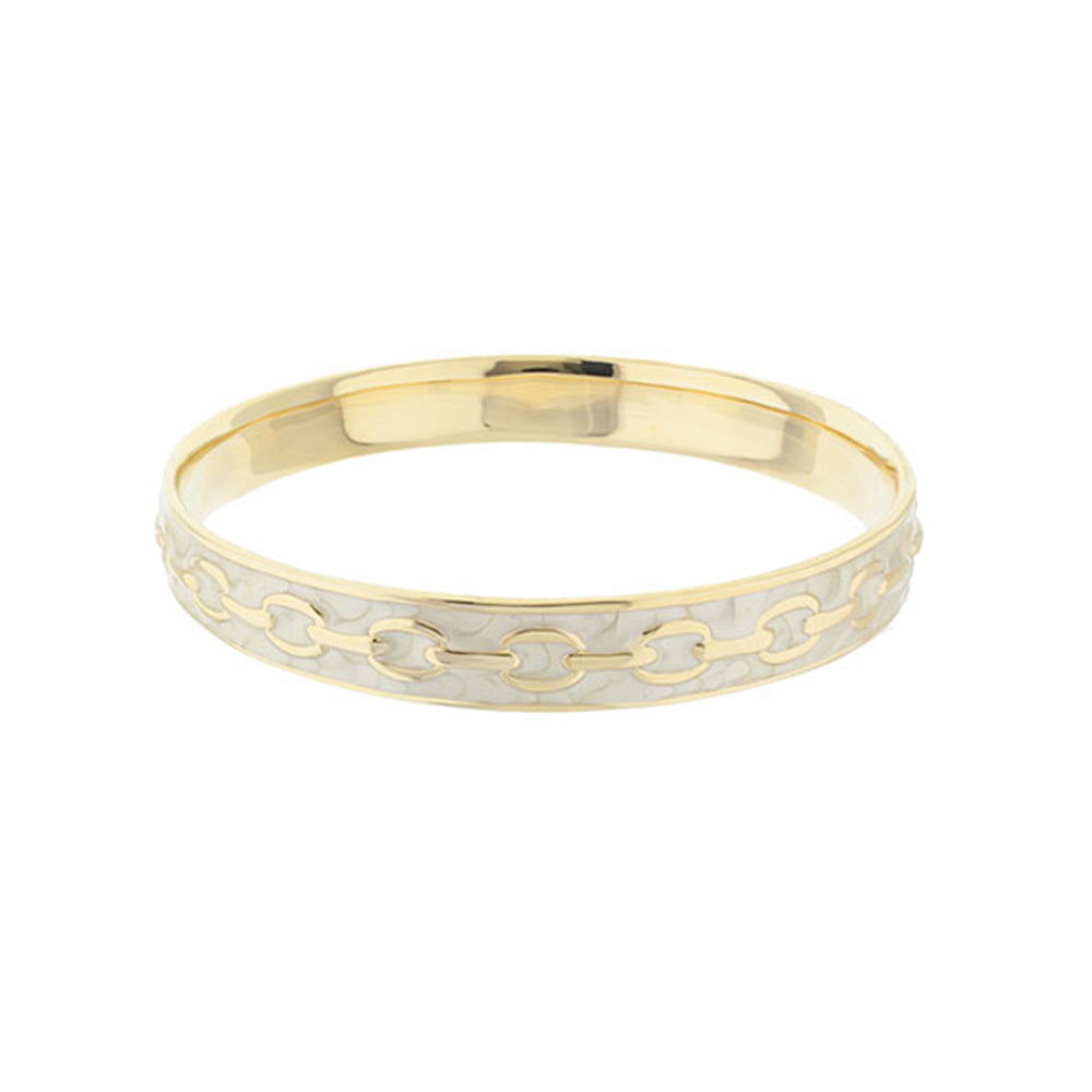 Laguna Links Bangle cable chain inlay bracelet gold-tone with white inlay by Lauren G Adams on Tampa Home & Garden Store