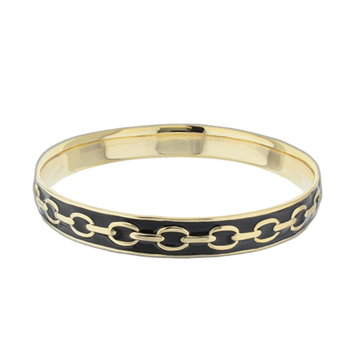Laguna Links Bangle Cable Chain Inlay black enamel gold-tone links slipon bracelet on Tampa Home & Garden Store