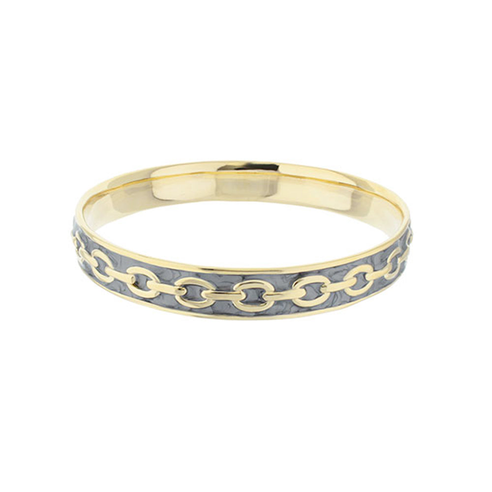 Laguna Links Bangle gold-tone slip-on bracelet with blue-gray cable chain inlay on Tampa Home & Garden Store