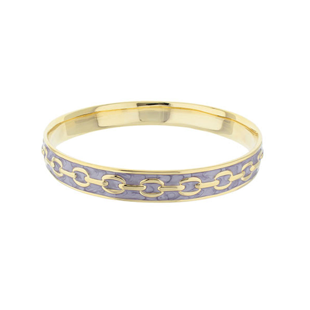 Laguna Links Bangle Cable Chain Inlay, gold-tone slip-on bracelet with lilac enamel on Tampa Home & Garden Store