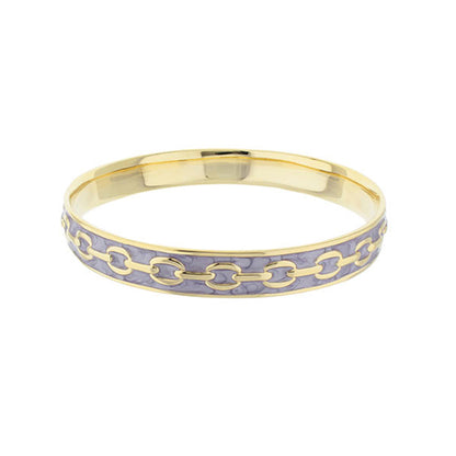 Laguna Links Bangle Cable Chain Inlay, gold-tone slip-on bracelet with lilac enamel on Tampa Home & Garden Store