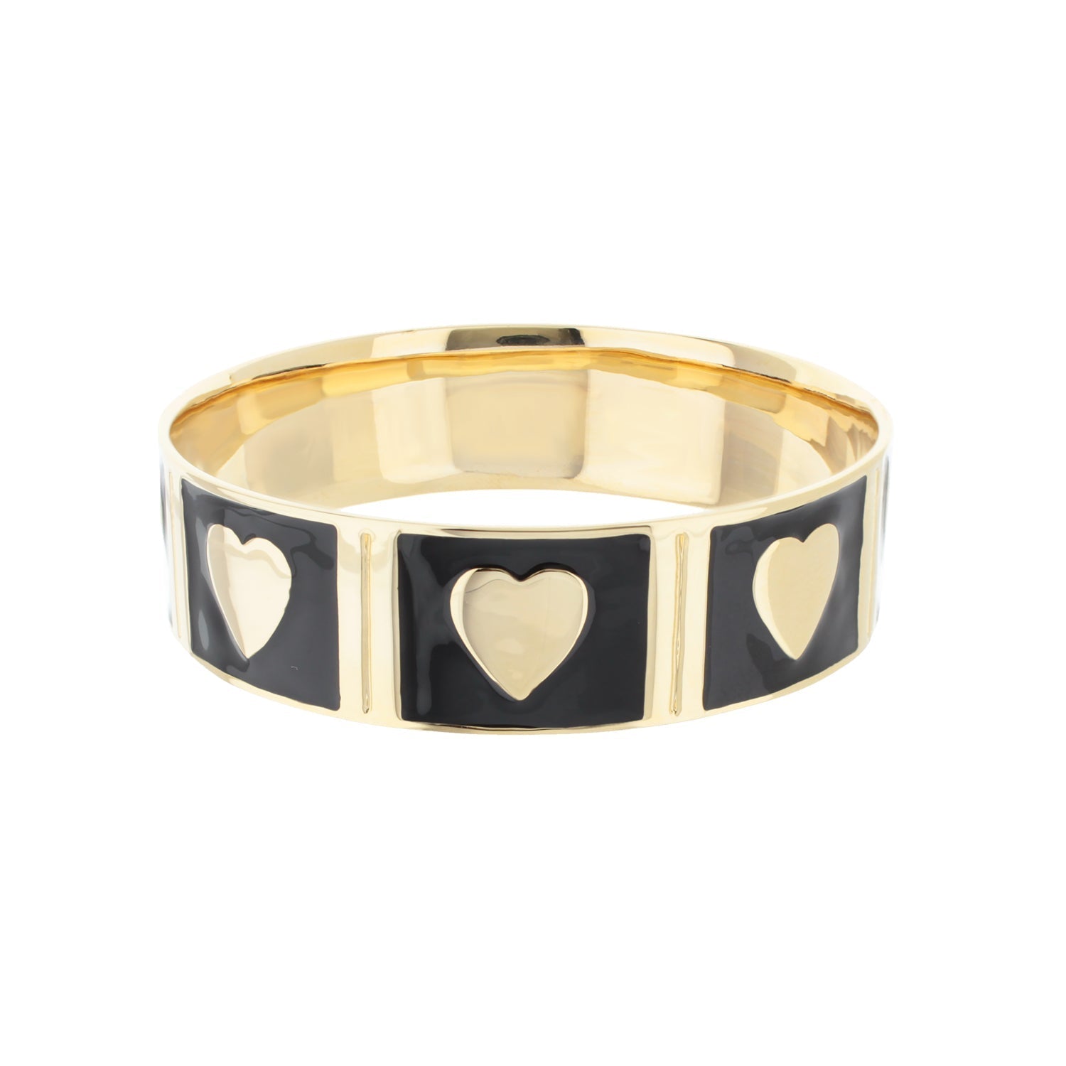 Lots of Love Bangle by Lauren G Adams gold-tone bracelet with black enamel hearts on Tampa Home & Garden Store