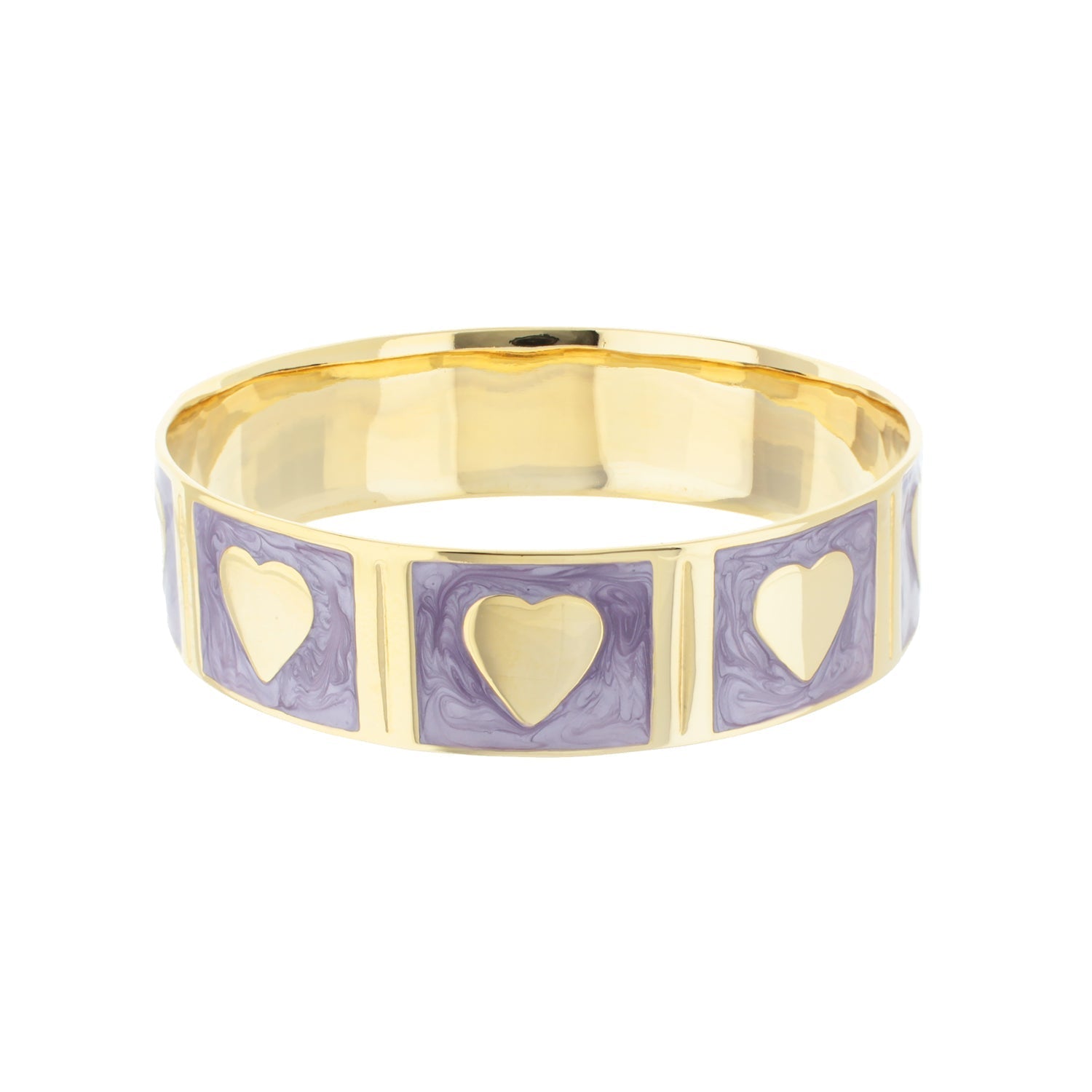 Lots of Love Bangle gold-tone with purple enamel panels and hearts, by Lauren G Adams on Tampa Home & Garden Store
