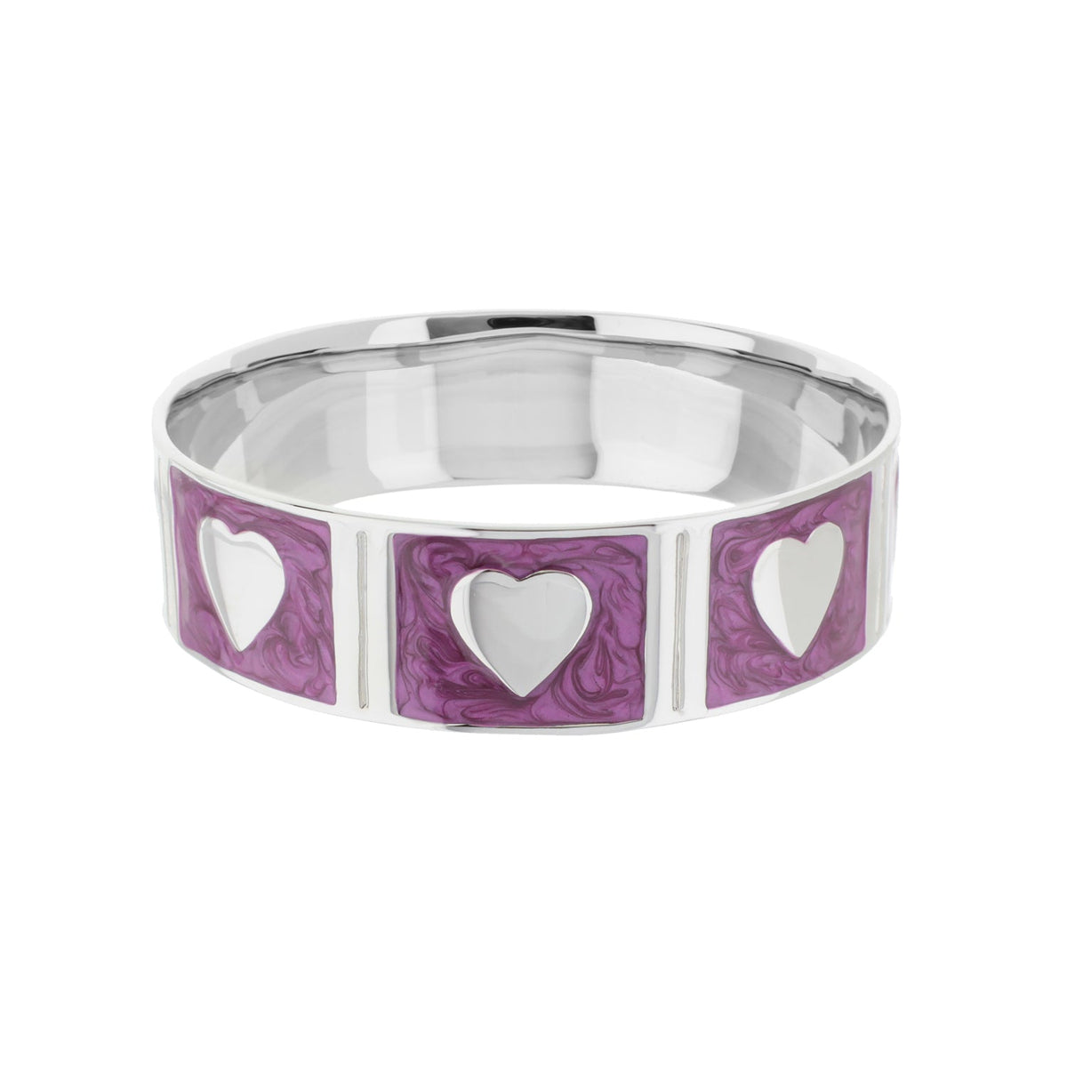 Lots of Love Bangle with purple enamel heart panels on a silver bracelet by Lauren G Adams on Tampa Home & Garden Store